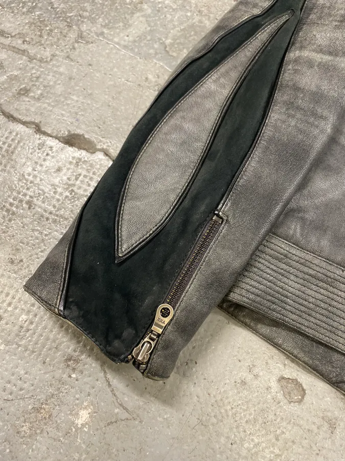 2000s Roberto Cavalli Eroded Grey Marble Effect Premium Leather Jacket - Image 7