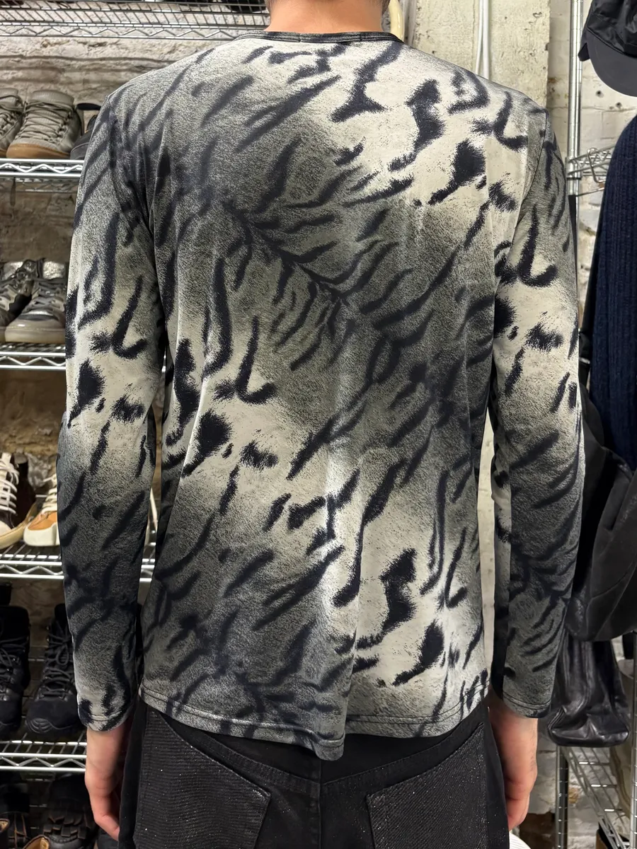 2000s Roberto Cavalli Extensible Savage Grey Longsleeves Top - Image 3
