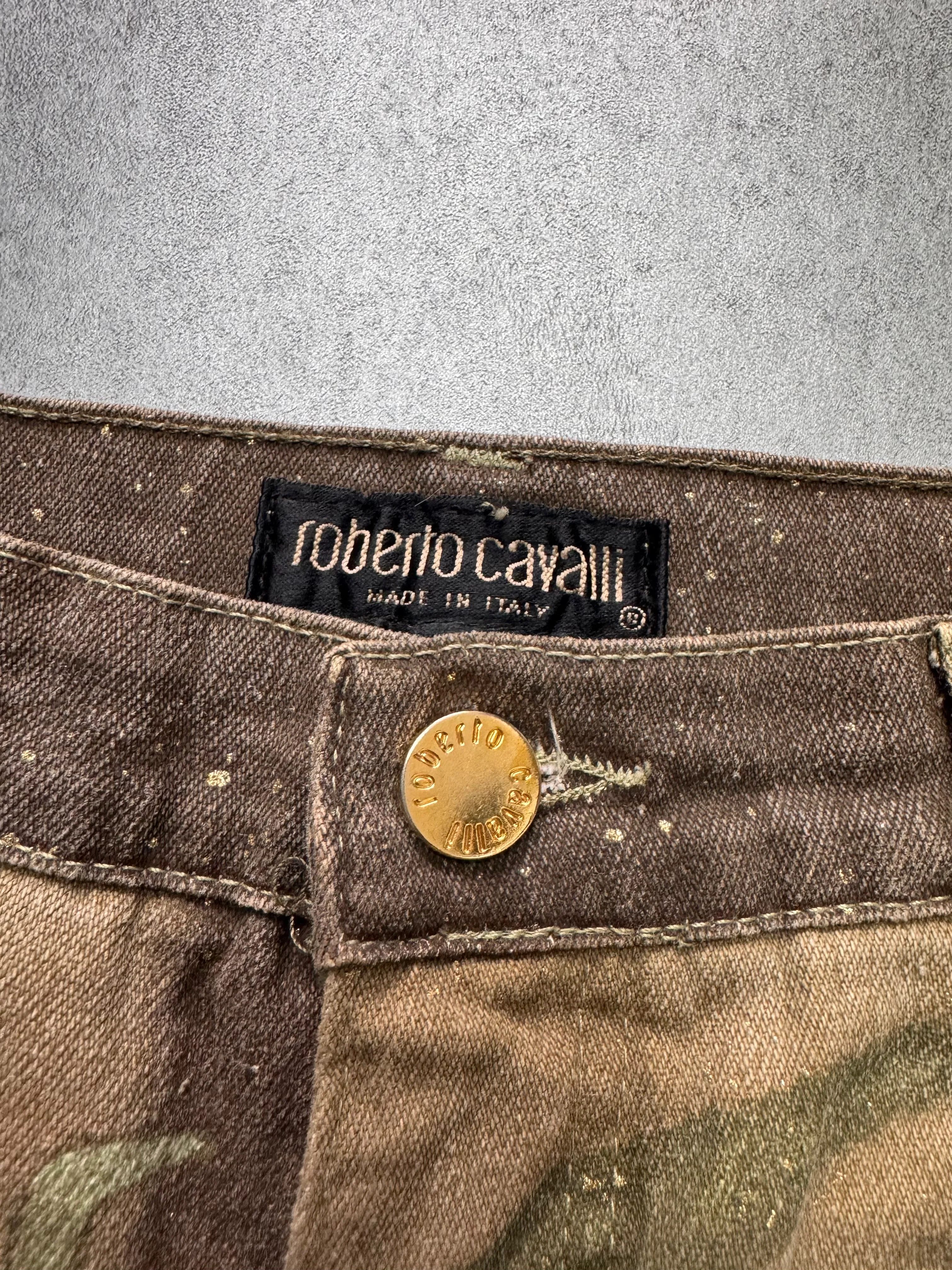 2000s Roberto Cavalli Fantasy Leaves Print Pants - Image 5