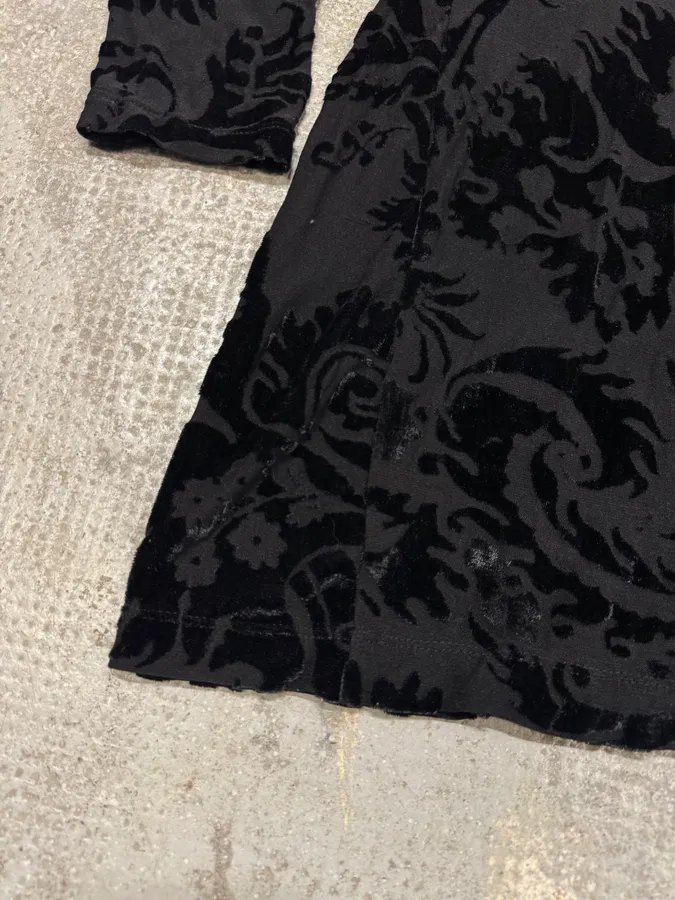2000s Roberto Cavalli Floral Velvet Mesh Black Dress - Image 11