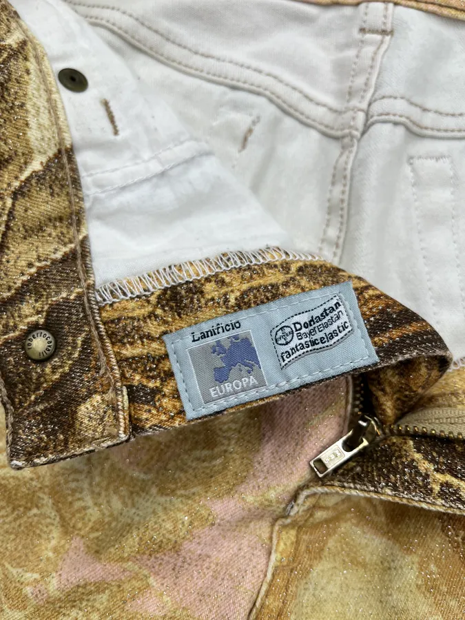 2000s Roberto Cavalli Flowered Pattern Gold & Pink Pants - Image 13