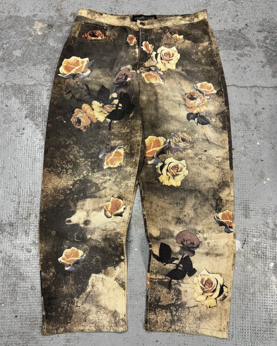 2000s Roberto Cavalli Flowers Apocaliptic Pants