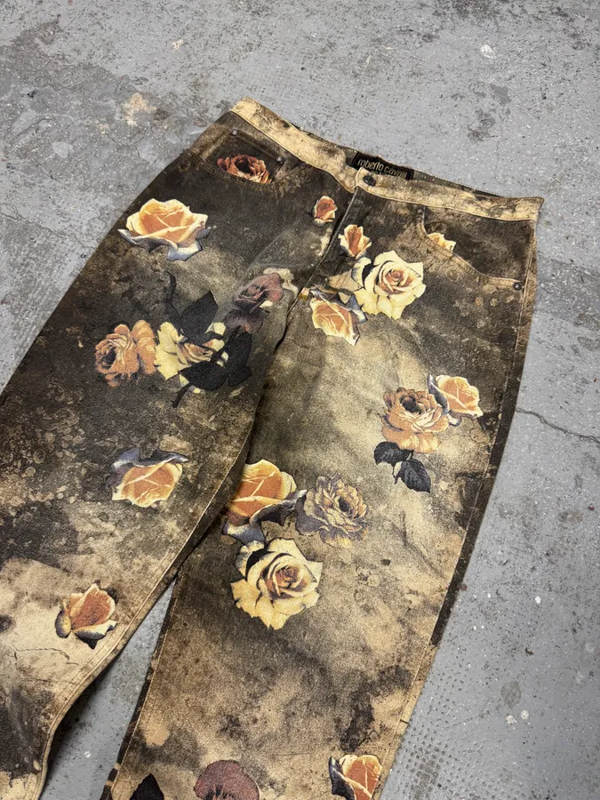 2000s Roberto Cavalli Flowers Apocaliptic Pants - Image 4