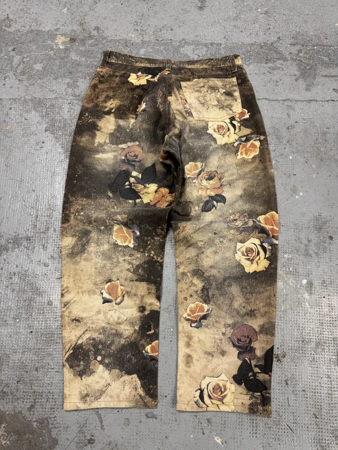 2000s Roberto Cavalli Flowers Apocaliptic Pants - Image 6