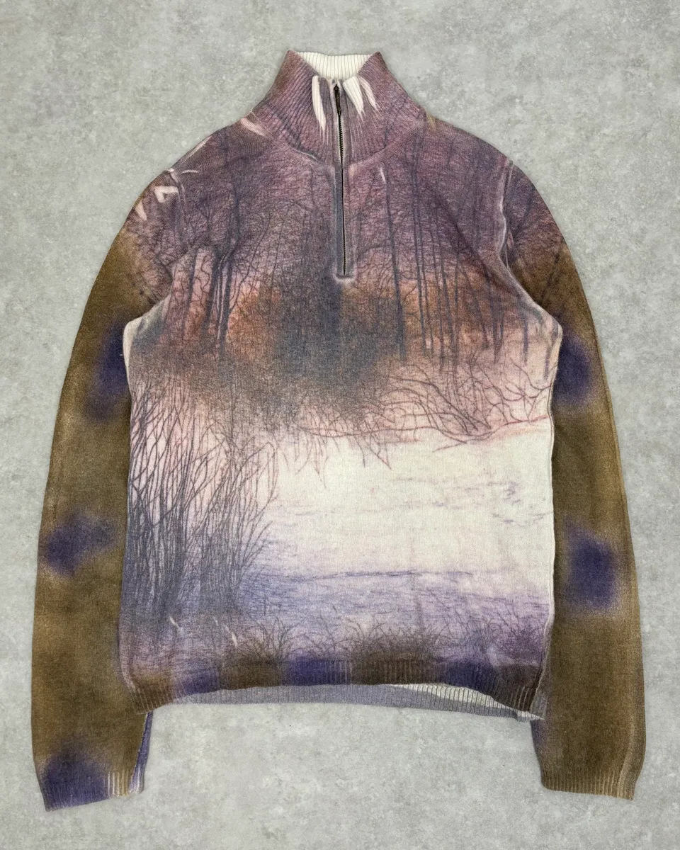 2000s Roberto Cavalli Forest Lake Zip Sweater