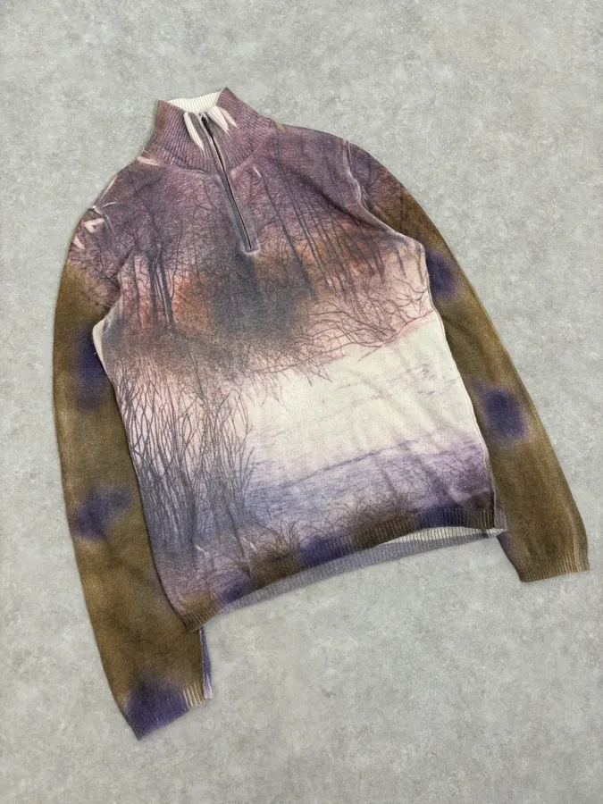 2000s Roberto Cavalli Forest Lake Zip Sweater - Image 4