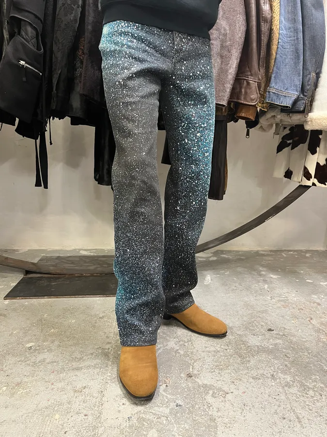 2000s Roberto Cavalli Galaxy Blue Pants - Image 3