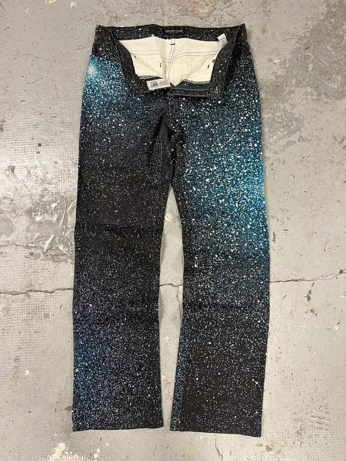 2000s Roberto Cavalli Galaxy Blue Pants - Image 6