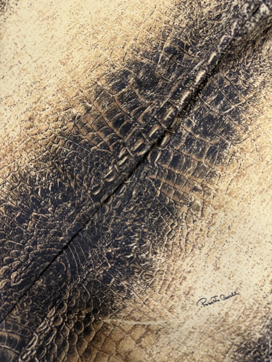 2000s Roberto Cavalli Gold Crocodile Effect Pants - Image 11