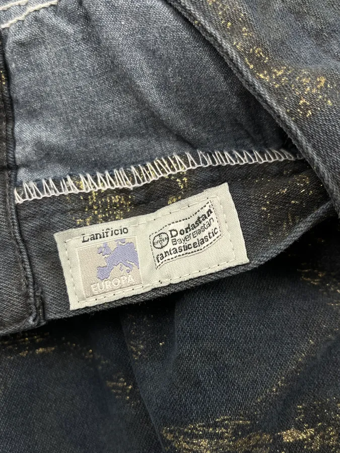 2000s Roberto Cavalli Gold Mosaic Navy Denim Jeans - Image 13