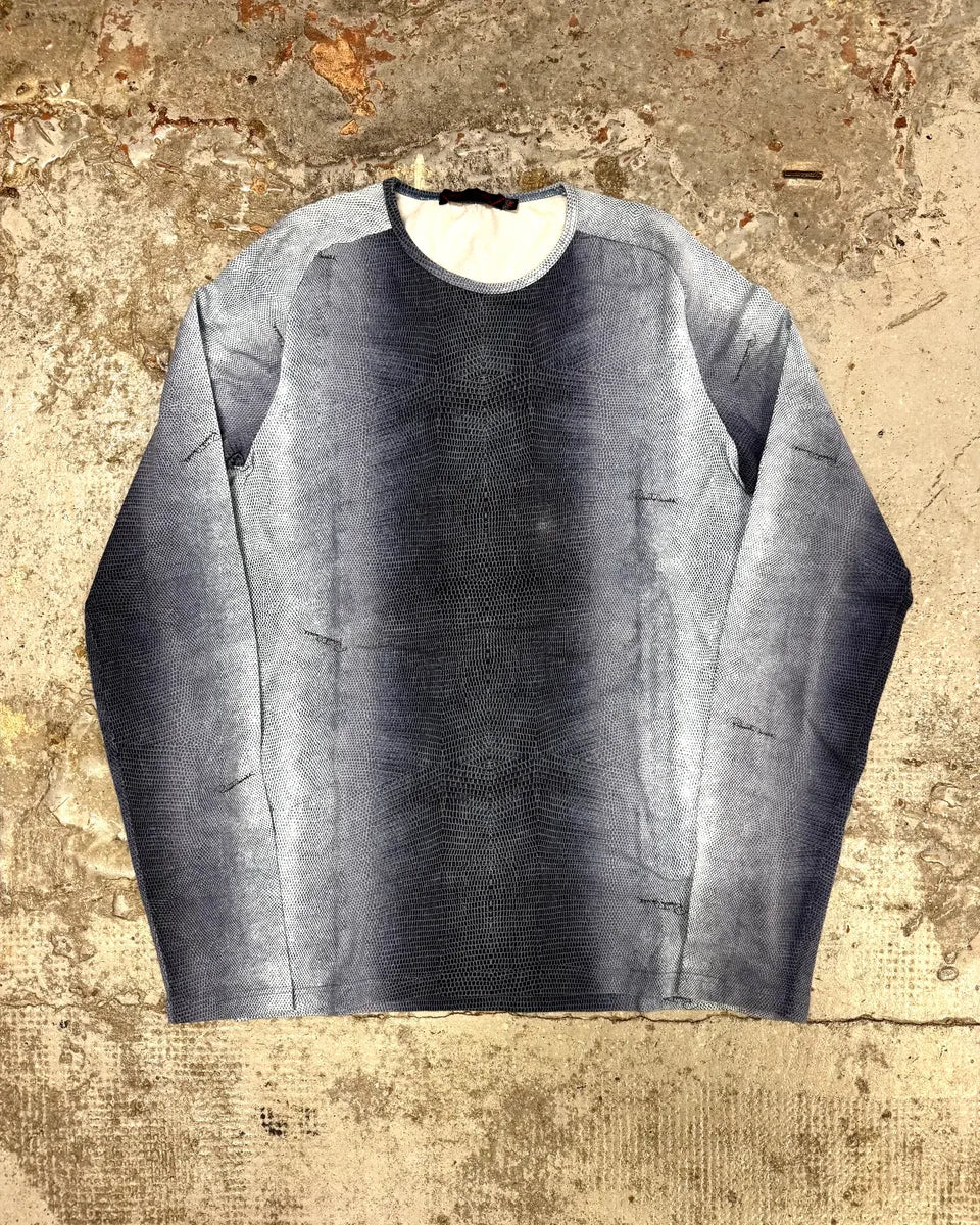 2000s Roberto Cavalli Gradient Blue Scales Effect Longsleeves