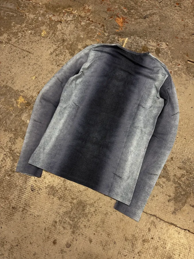 2000s Roberto Cavalli Gradient Blue Scales Effect Longsleeves - Image 6