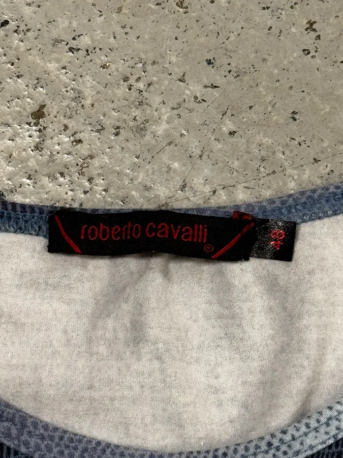 2000s Roberto Cavalli Gradient Blue Scales Effect Longsleeves - Image 7