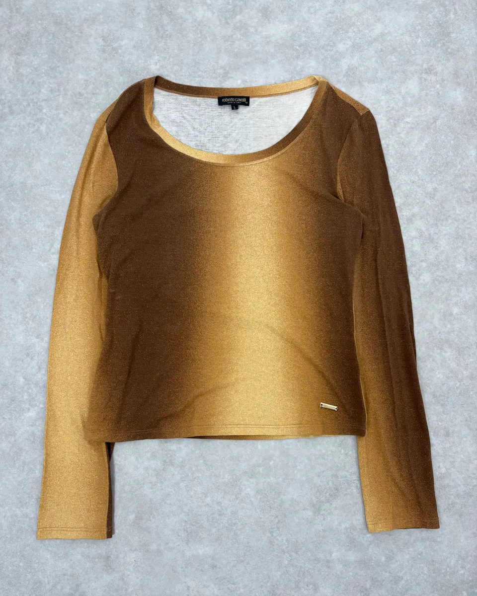 2000s Roberto Cavalli Gradient Golden Sun Longsleeves