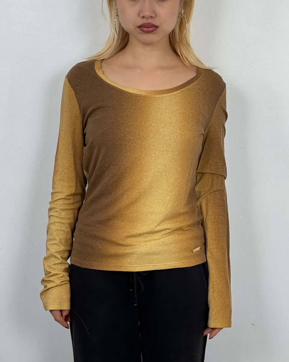 2000s Roberto Cavalli Gradient Golden Sun Longsleeves - Image 2