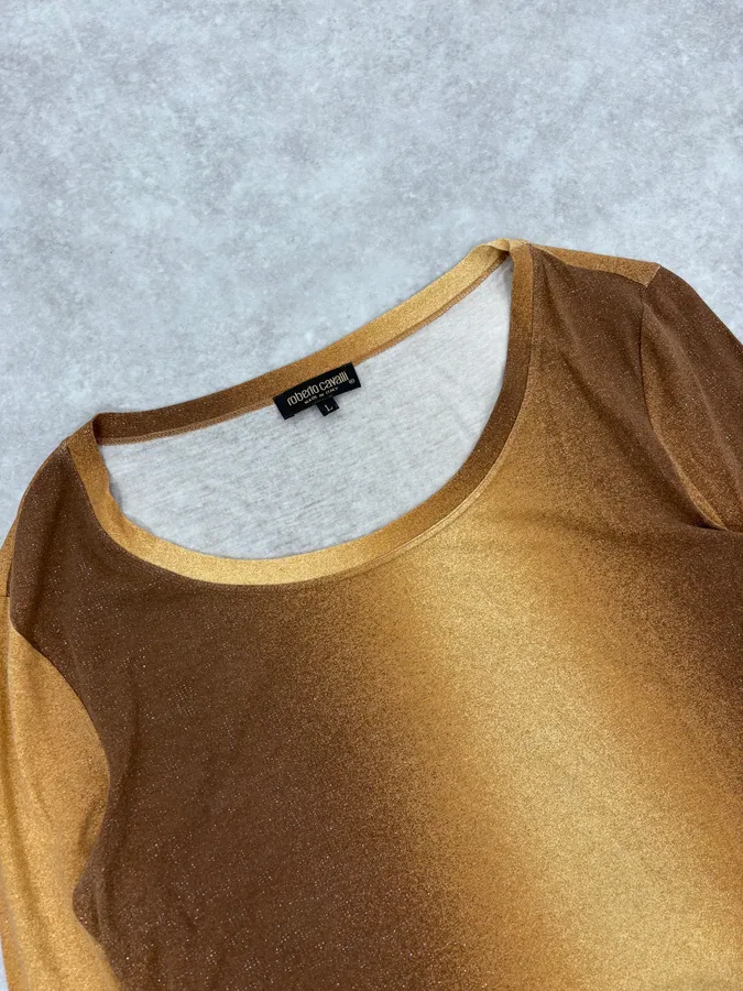 2000s Roberto Cavalli Gradient Golden Sun Longsleeves - Image 5