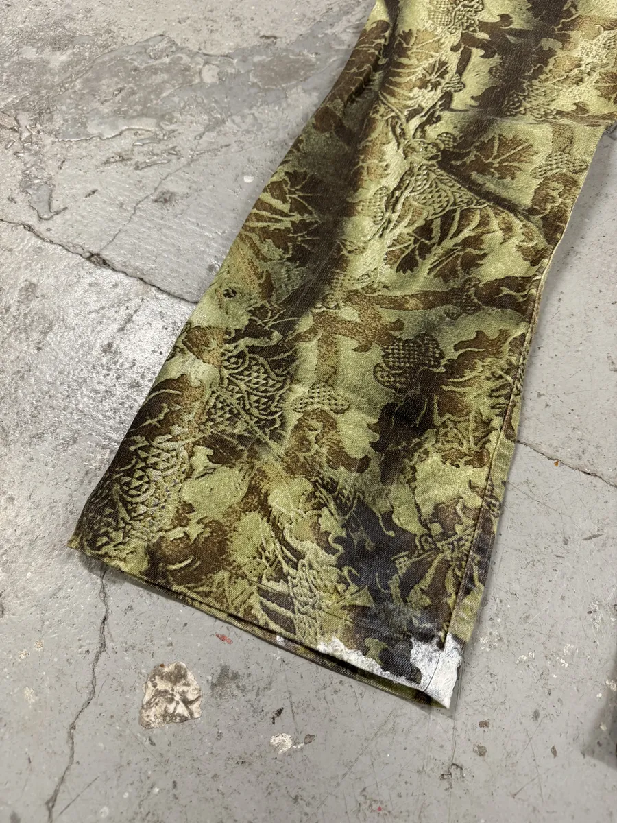 2000s Roberto Cavalli Green Asian World Cozy Pants - Image 9