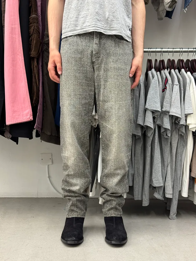 2000s Roberto Cavalli Grey Faded Pants - Image 2