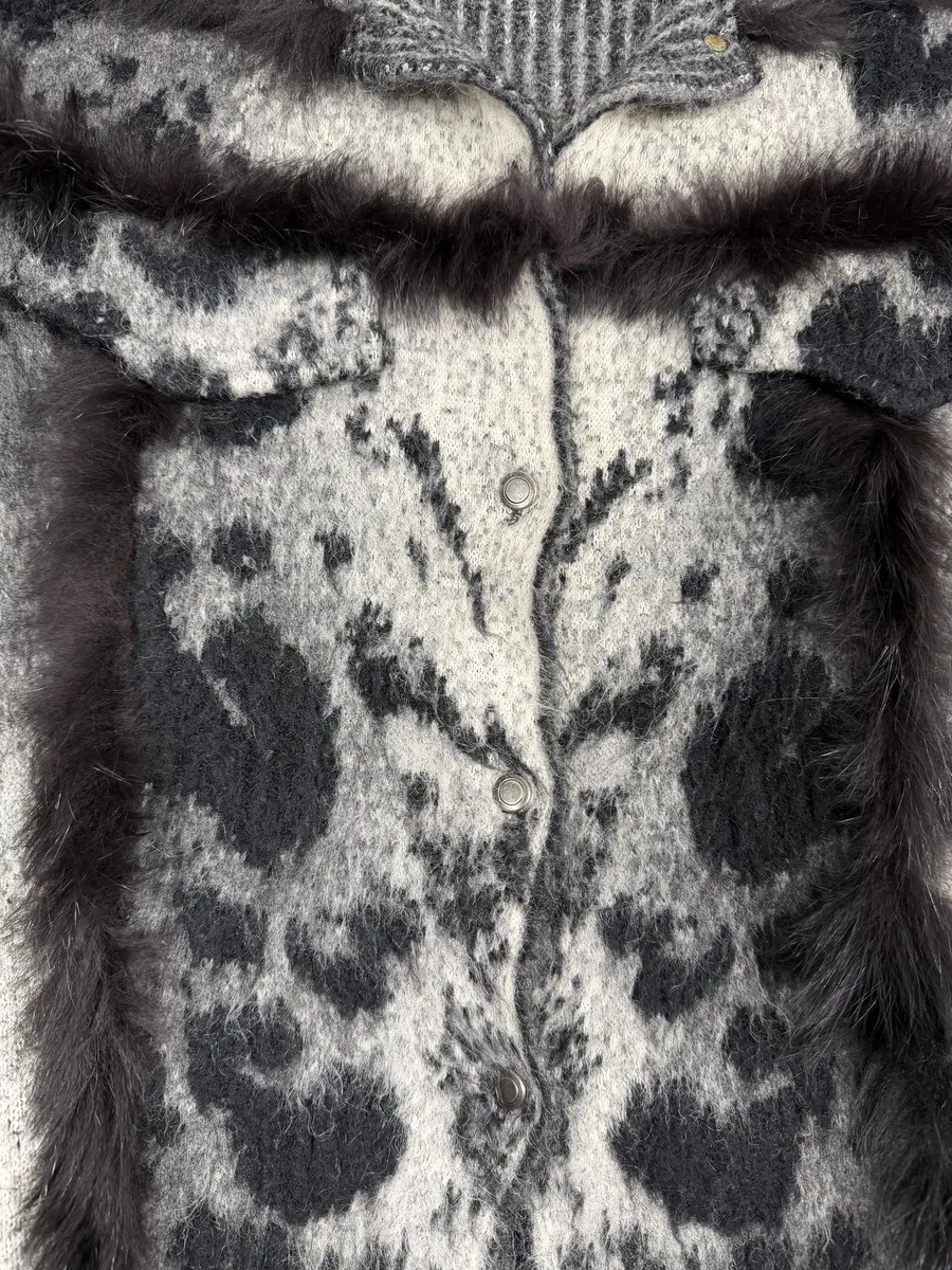 2000s Roberto Cavalli Grey Gradient Mohair Fur Cardigan Jacket - Image 9