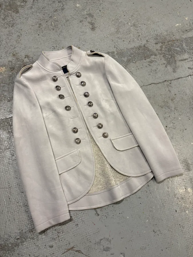 2000s Roberto Cavalli Grey Officer Double-Breasted Blazer Jacket - Image 4
