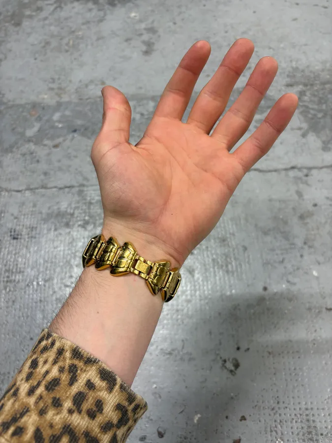 2000s Roberto Cavalli Guilded Chunky Link Snake Watch - Image 2