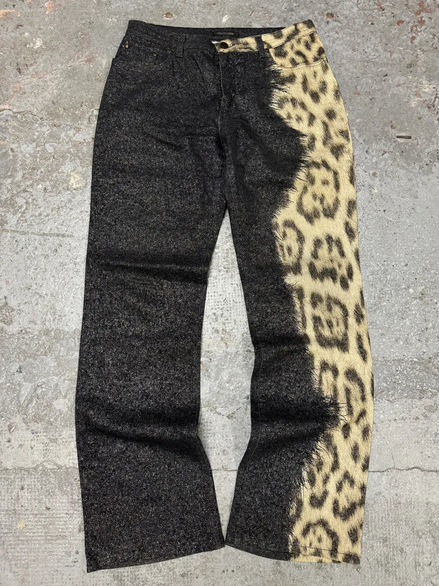 FW2001 Roberto Cavalli Leopard Brut Denim Pants