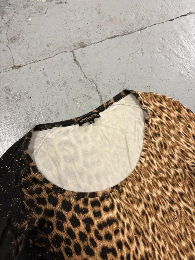 2000s Roberto Cavalli Leopard Silk Longsleeve T-Shirt - Image 5