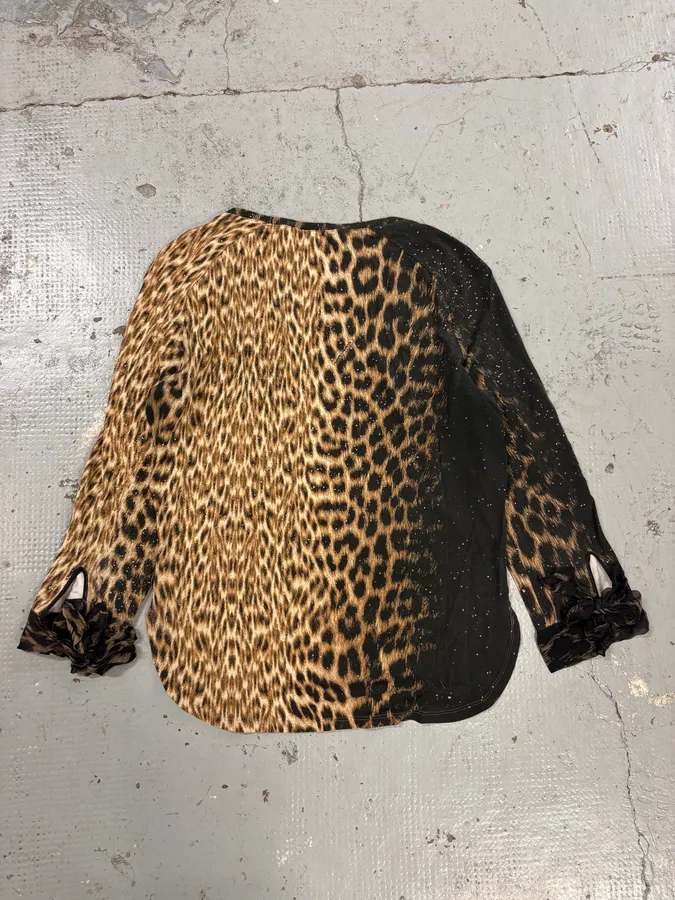 2000s Roberto Cavalli Leopard Silk Longsleeve T-Shirt - Image 6