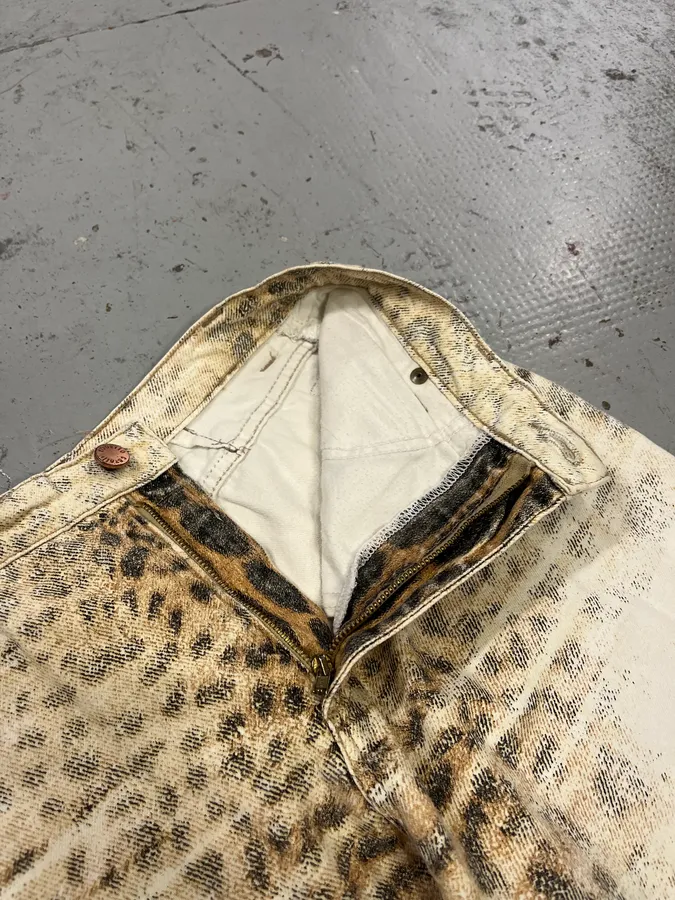 SS2002 Roberto Cavalli Leopard Faded White & Beige Pants - Image 8
