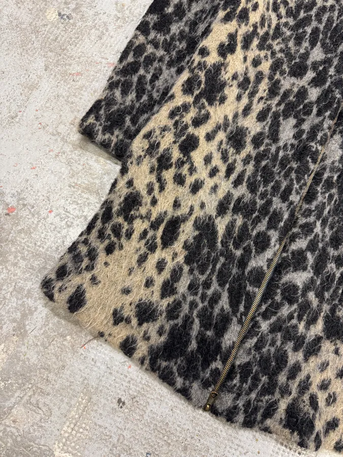 2000s Roberto Cavalli Long Mohair Zip-up Leopard Effect Jacket - Image 7