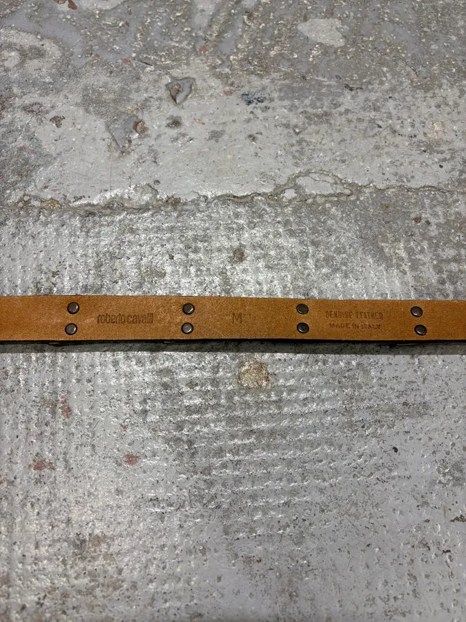 2000s Roberto Cavalli Metal Snake Leather Brown Belt - Image 8