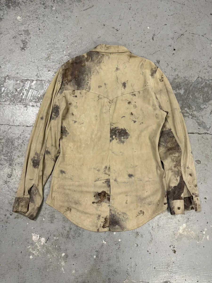 2000s Roberto Cavalli Mold White Leather Shirt - Image 2