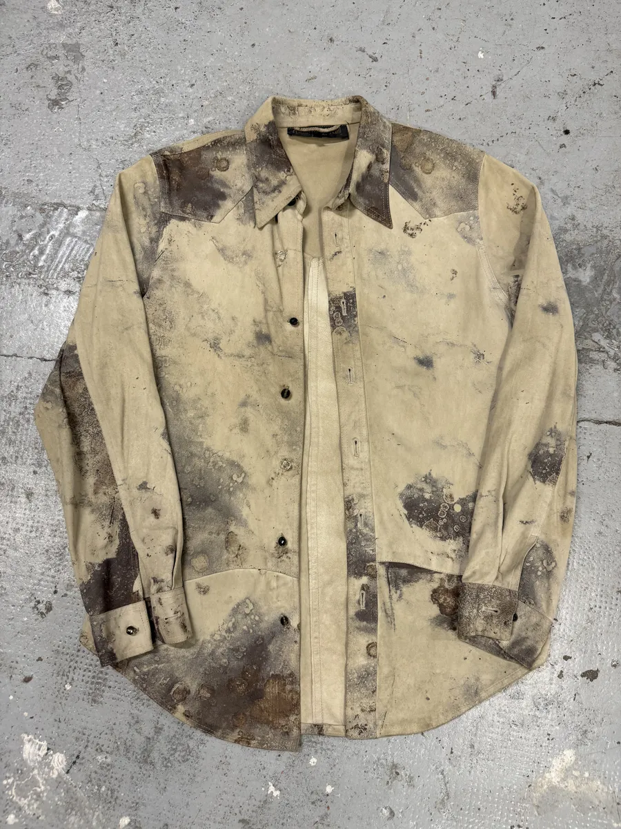 2000s Roberto Cavalli Mold White Leather Shirt - Image 3