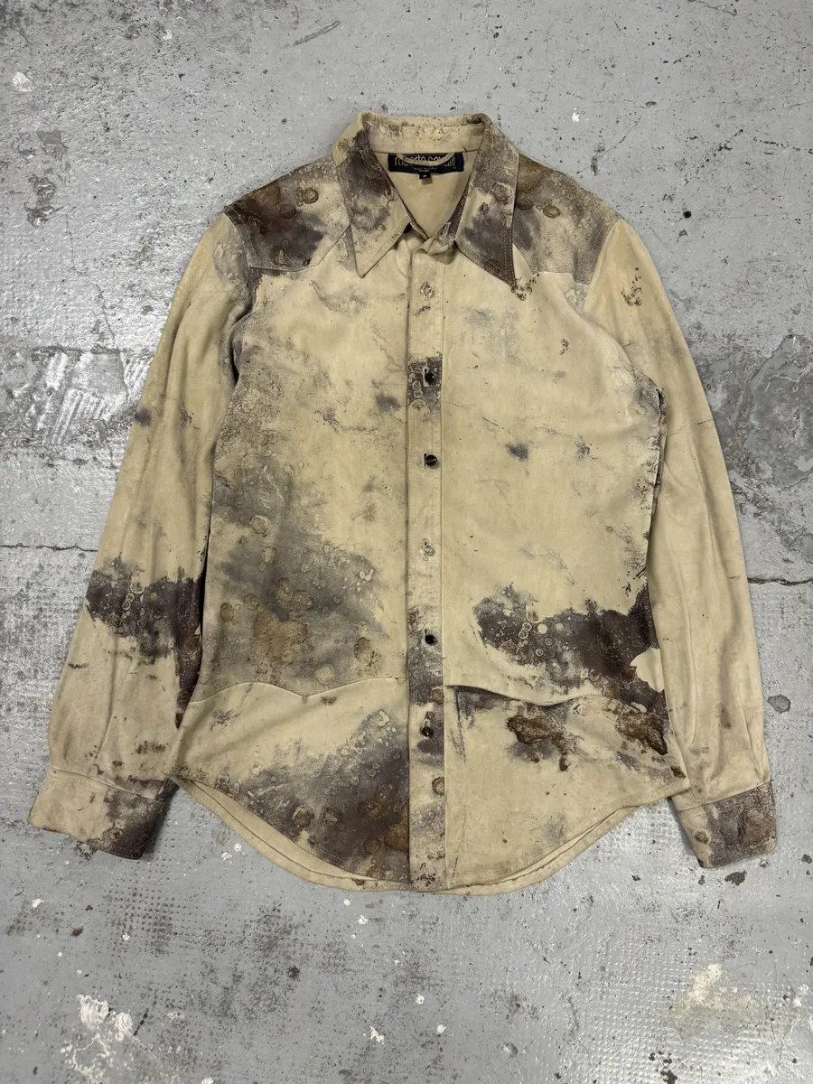 2000s Roberto Cavalli Mold White Leather Shirt - Image 6