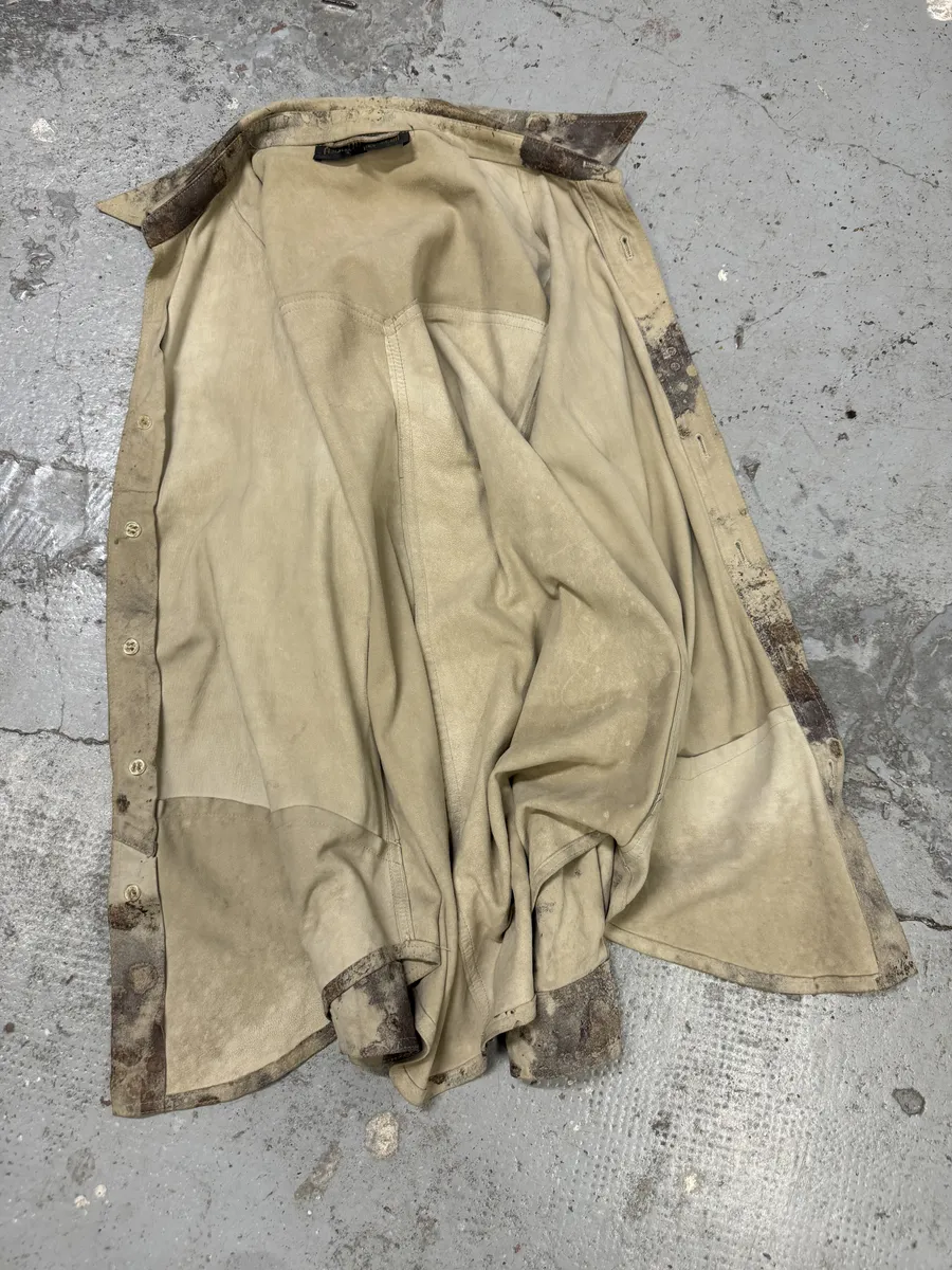 2000s Roberto Cavalli Mold White Leather Shirt - Image 7