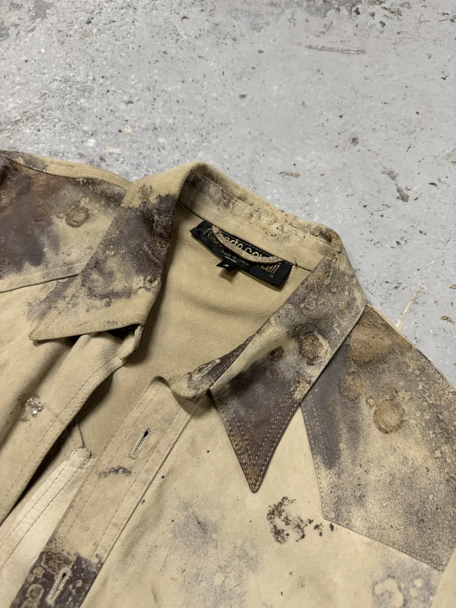 2000s Roberto Cavalli Mold White Leather Shirt - Image 9