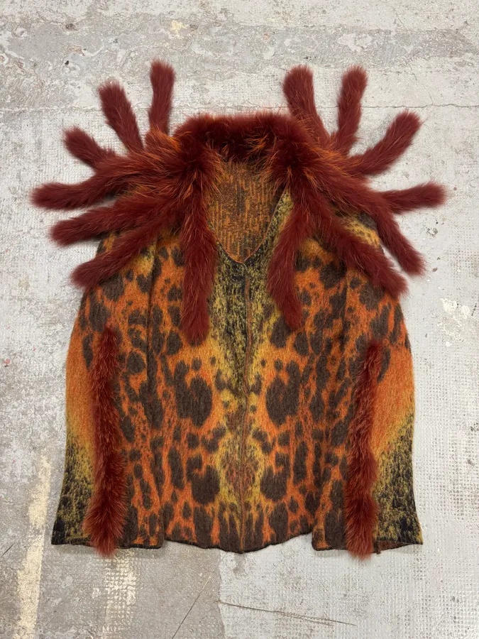 2000s Roberto Cavalli Multicolor Vulcano Wool & Mohair Cardigan Coat