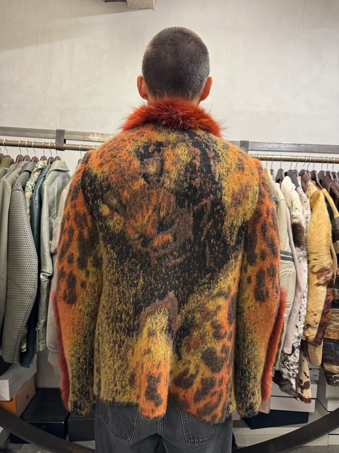 2000s Roberto Cavalli Multicolor Vulcano Wool & Mohair Cardigan Coat - Image 10