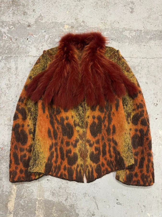 2000s Roberto Cavalli Multicolor Vulcano Wool & Mohair Cardigan Coat - Image 2