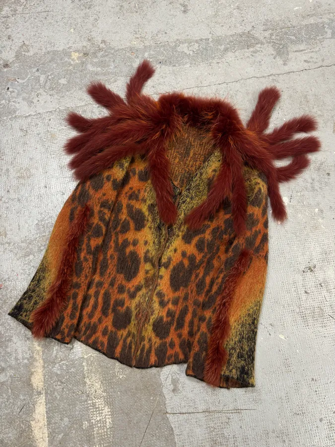 2000s Roberto Cavalli Multicolor Vulcano Wool & Mohair Cardigan Coat - Image 4