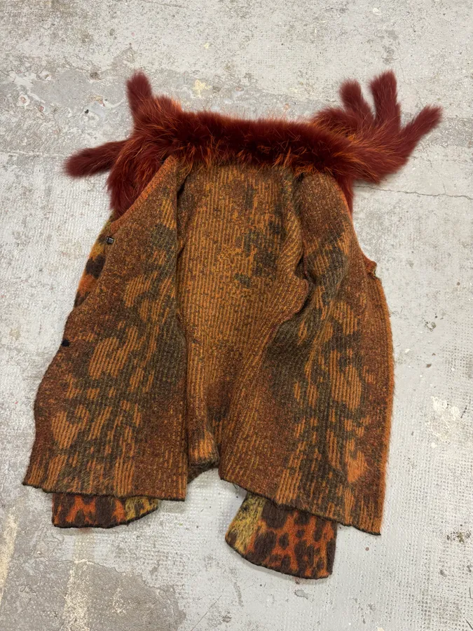 2000s Roberto Cavalli Multicolor Vulcano Wool & Mohair Cardigan Coat - Image 5