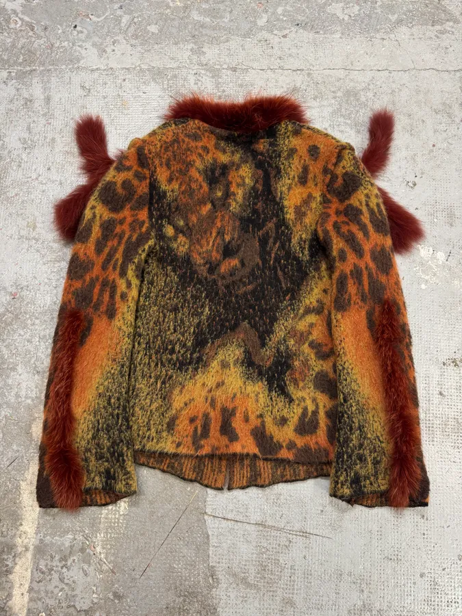 2000s Roberto Cavalli Multicolor Vulcano Wool & Mohair Cardigan Coat - Image 6
