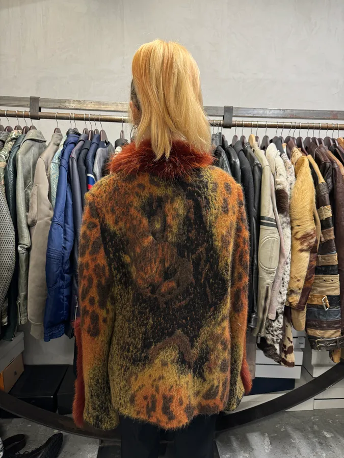 2000s Roberto Cavalli Multicolor Vulcano Wool & Mohair Cardigan Coat - Image 8