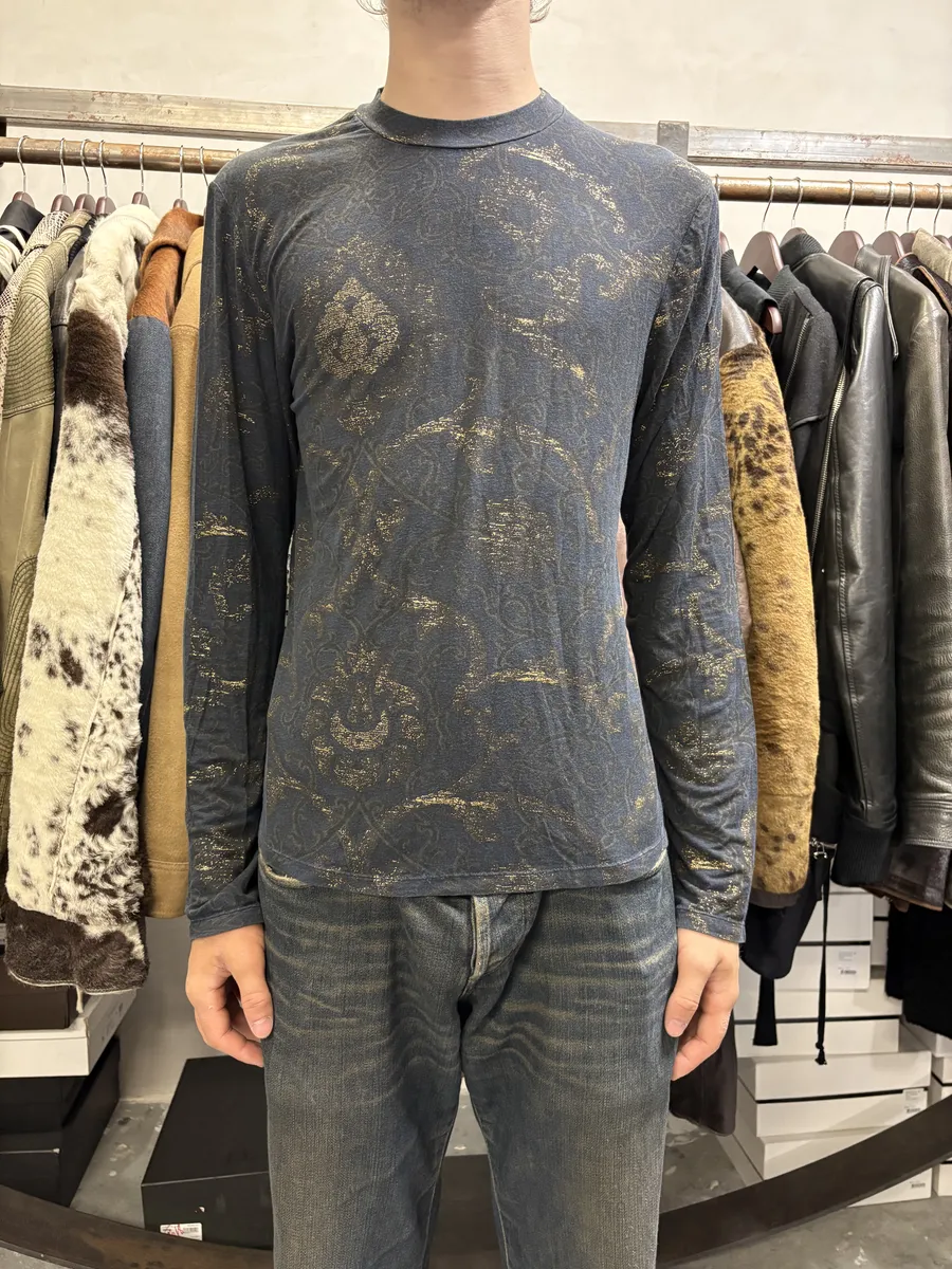2000s Roberto Cavalli Navy Golden Royal Longsleeves - Image 2