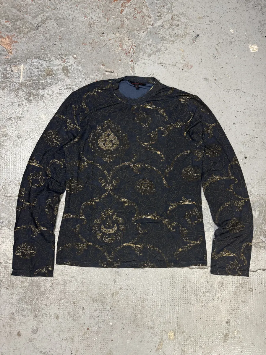 2000s Roberto Cavalli Navy Golden Royal Longsleeves - Image 5