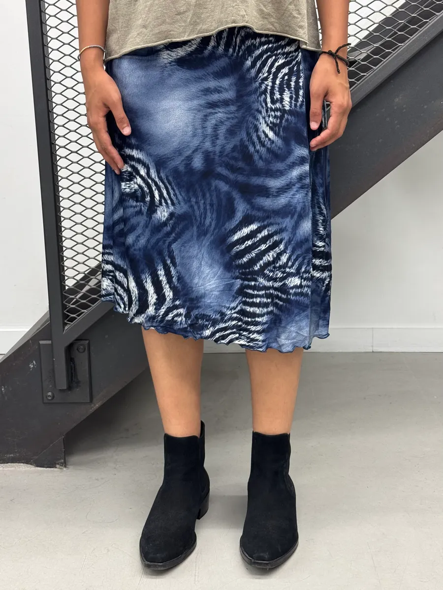 2000s Roberto Cavalli Navy Zebra Savage Skirt - Image 3