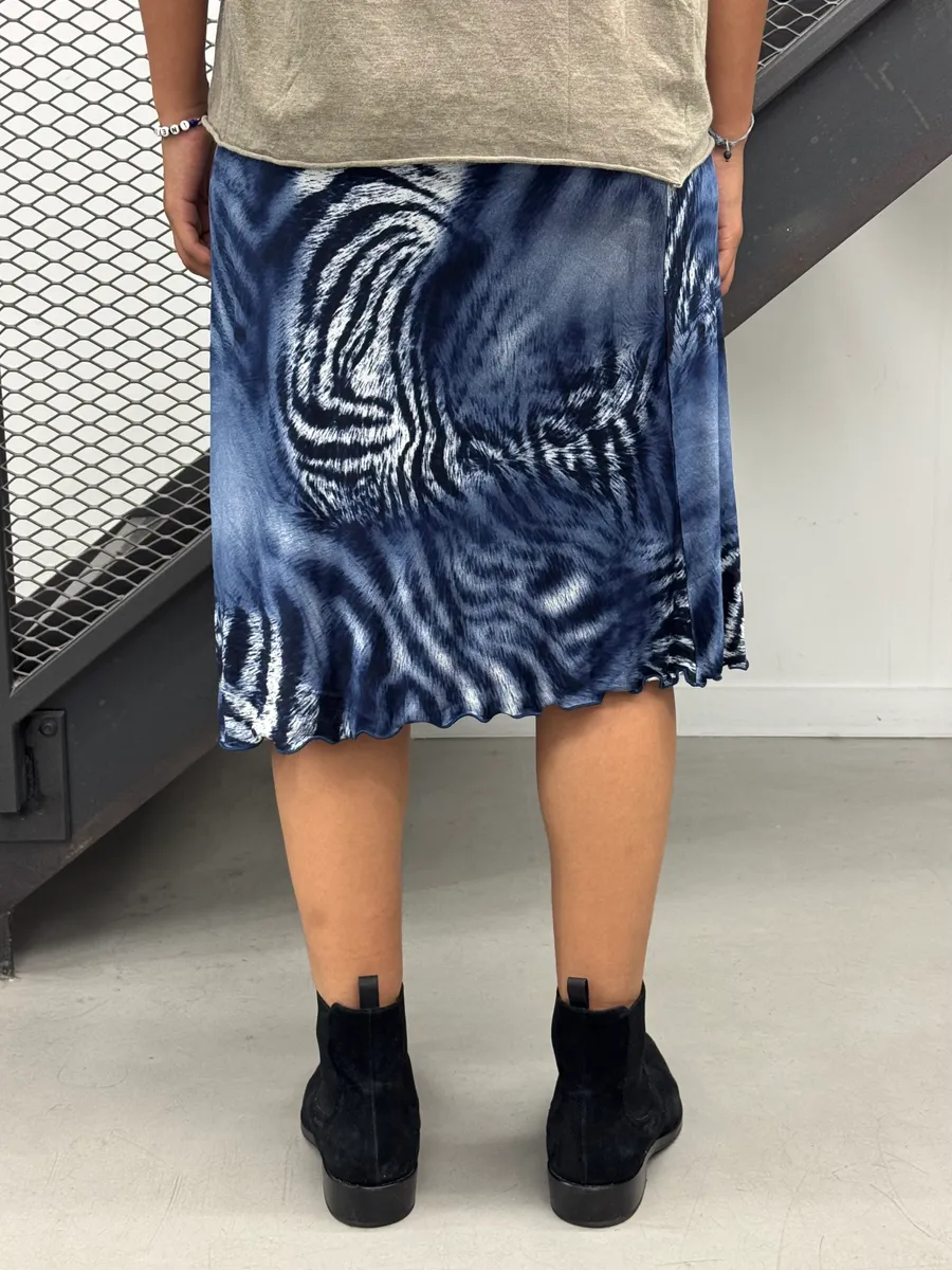 2000s Roberto Cavalli Navy Zebra Savage Skirt - Image 4