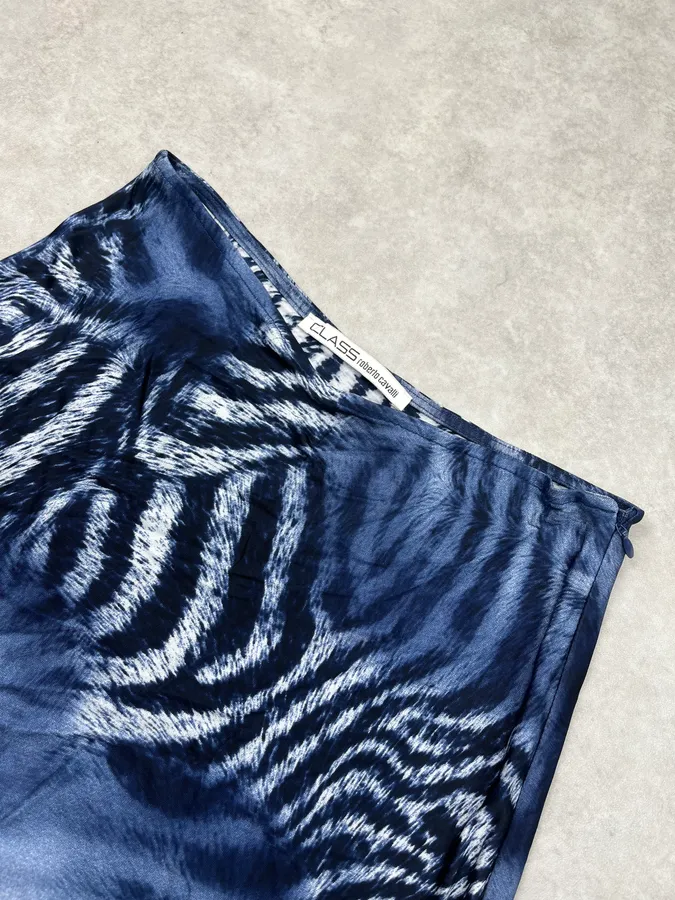 2000s Roberto Cavalli Navy Zebra Savage Skirt - Image 5