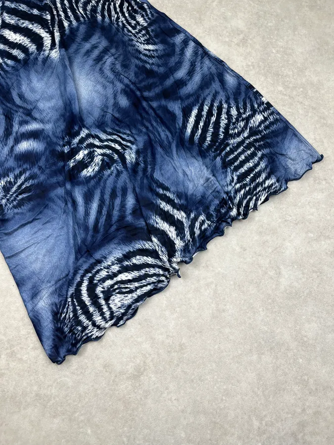 2000s Roberto Cavalli Navy Zebra Savage Skirt - Image 6