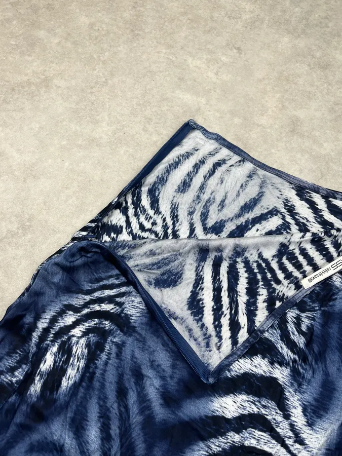2000s Roberto Cavalli Navy Zebra Savage Skirt - Image 8